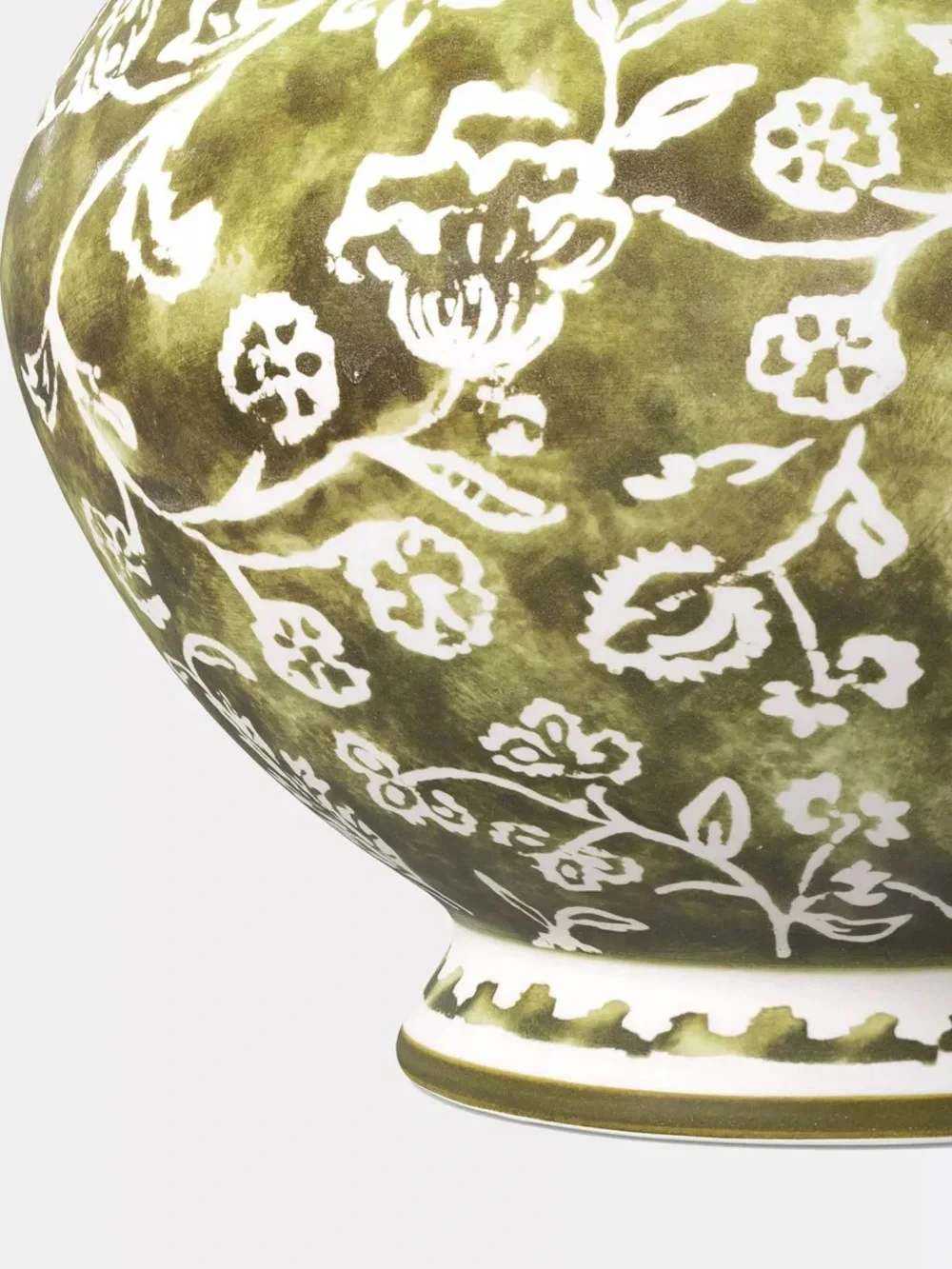 ✨Short Floral Painted Ceramic Vase Green - Threshold™